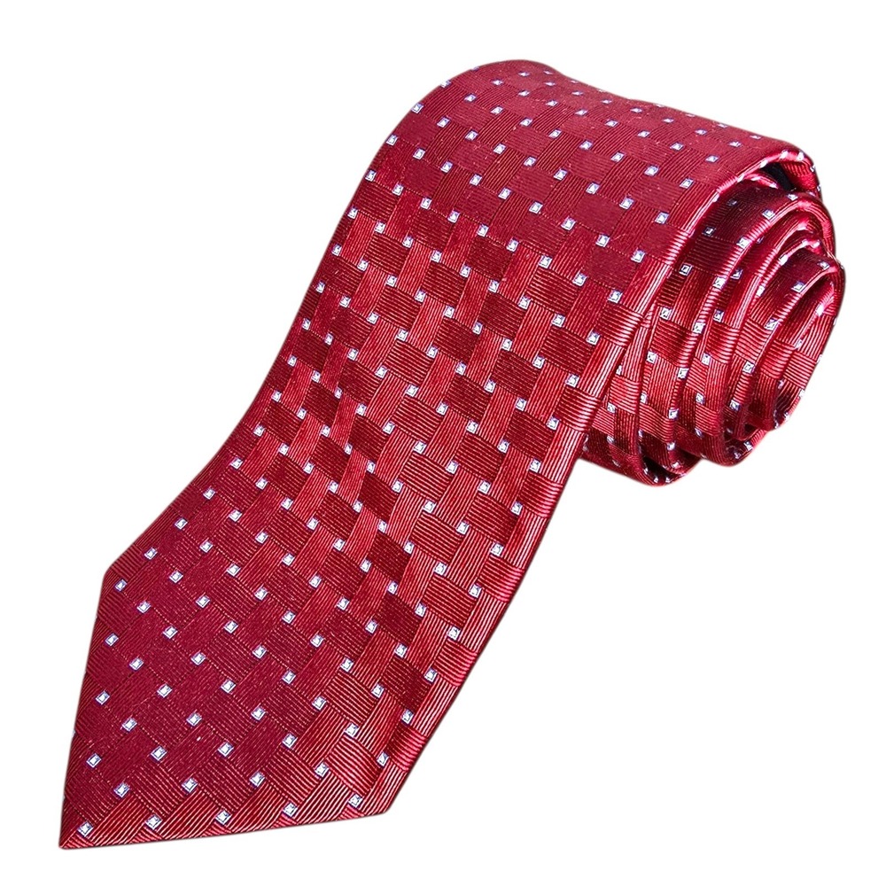 Brooks Brothers Silk Neck Tie Mens Red Pattern Geometric